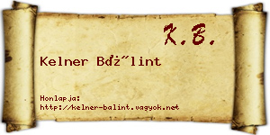 Kelner Bálint névjegykártya